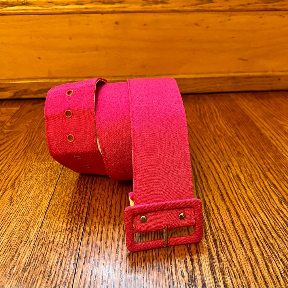 Vintage 1980s Wide Fabric Covered Belt Fuchsia / Pink 33” X 2" Wide
